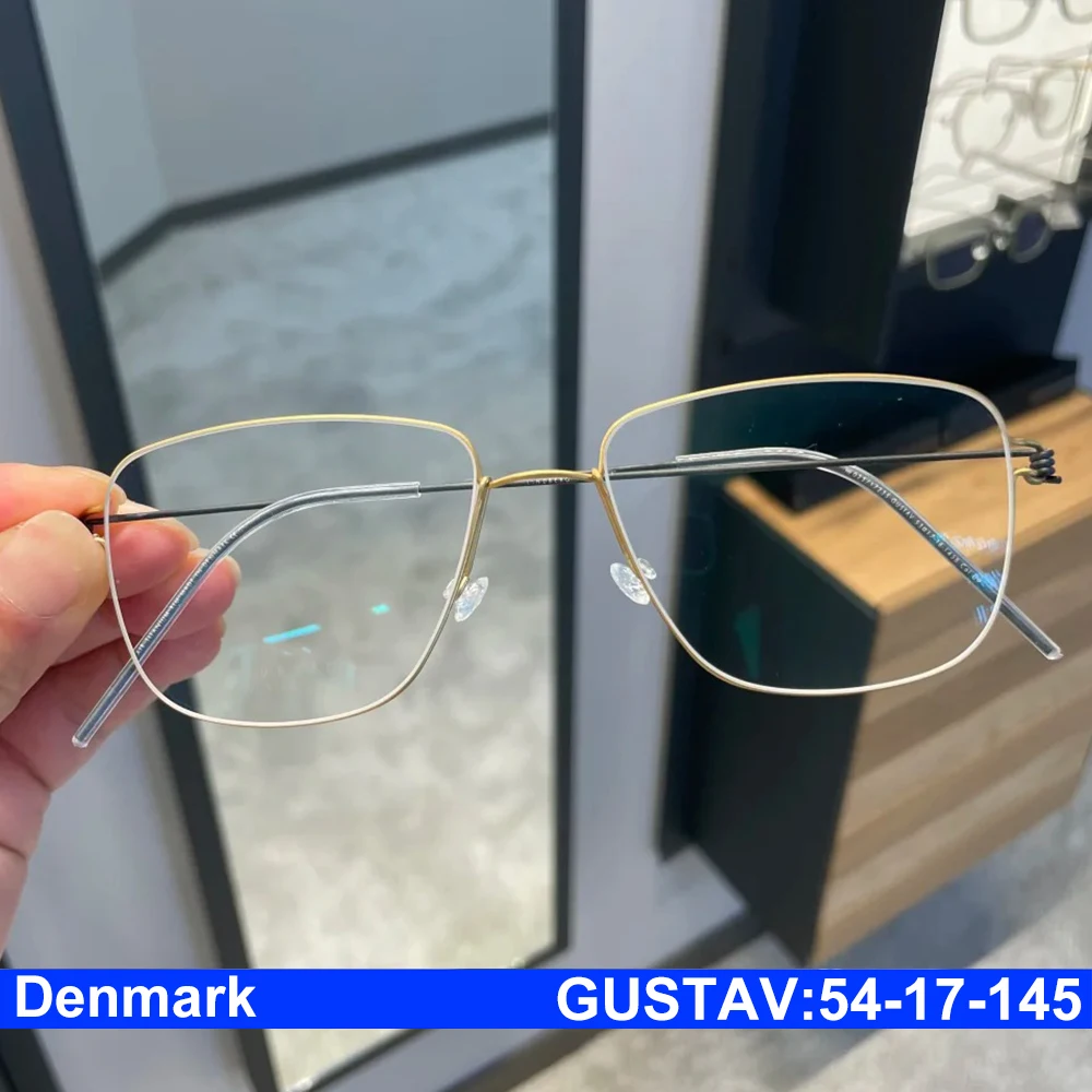 

Denmark Men Fashion Square Glasses Frame GUSTAV Screwless Titanium Ultralight Eyeglasses Thin Wire Eyewear Full Rim Spectacles