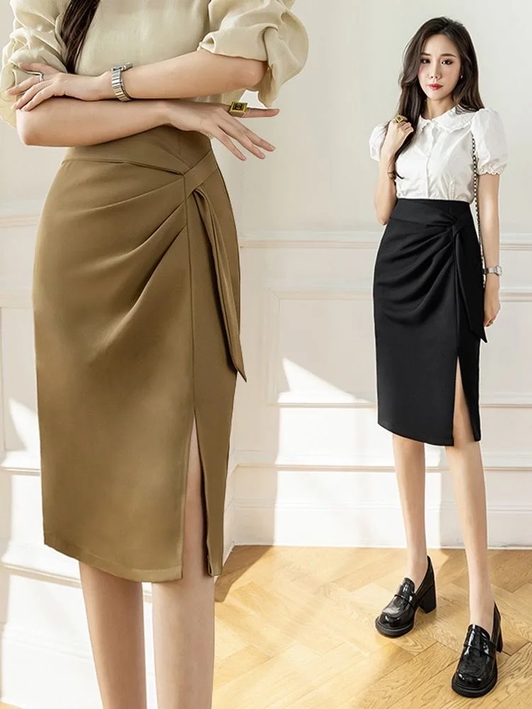 

Women's Fashion Office Women's Dress 2023 Women's Leisure Long Dress High Waist Elegant Solid A-line Dress Women's Bottom