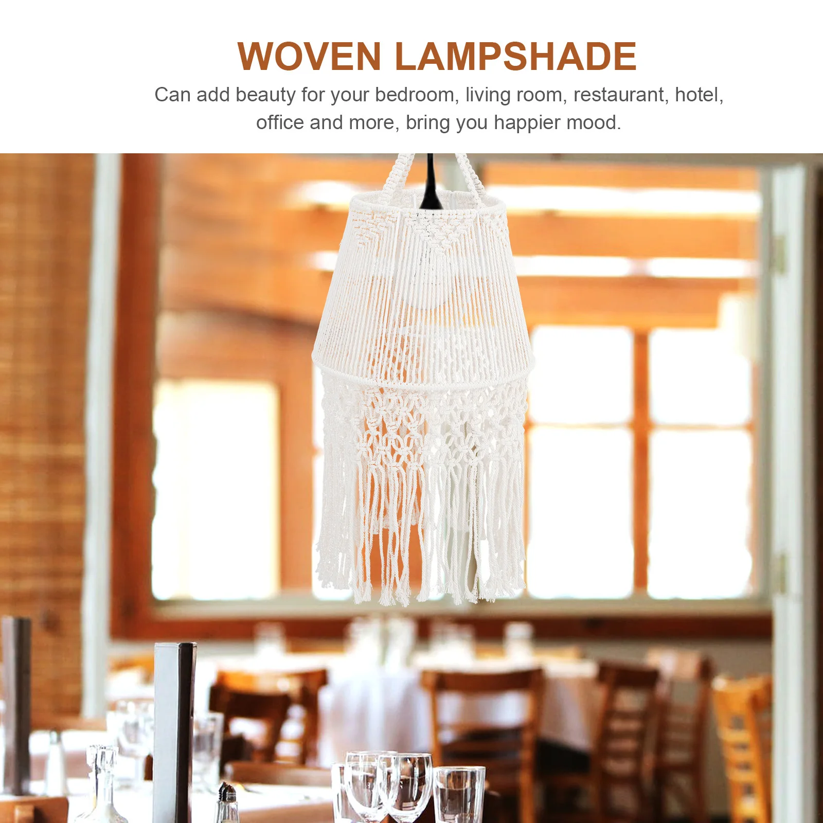 

Bohemian Macrame Lampshade Cotton Rope Woven For Pendant Lamp Indoor Ceiling Light Cover Decorative Shade Replacement Home