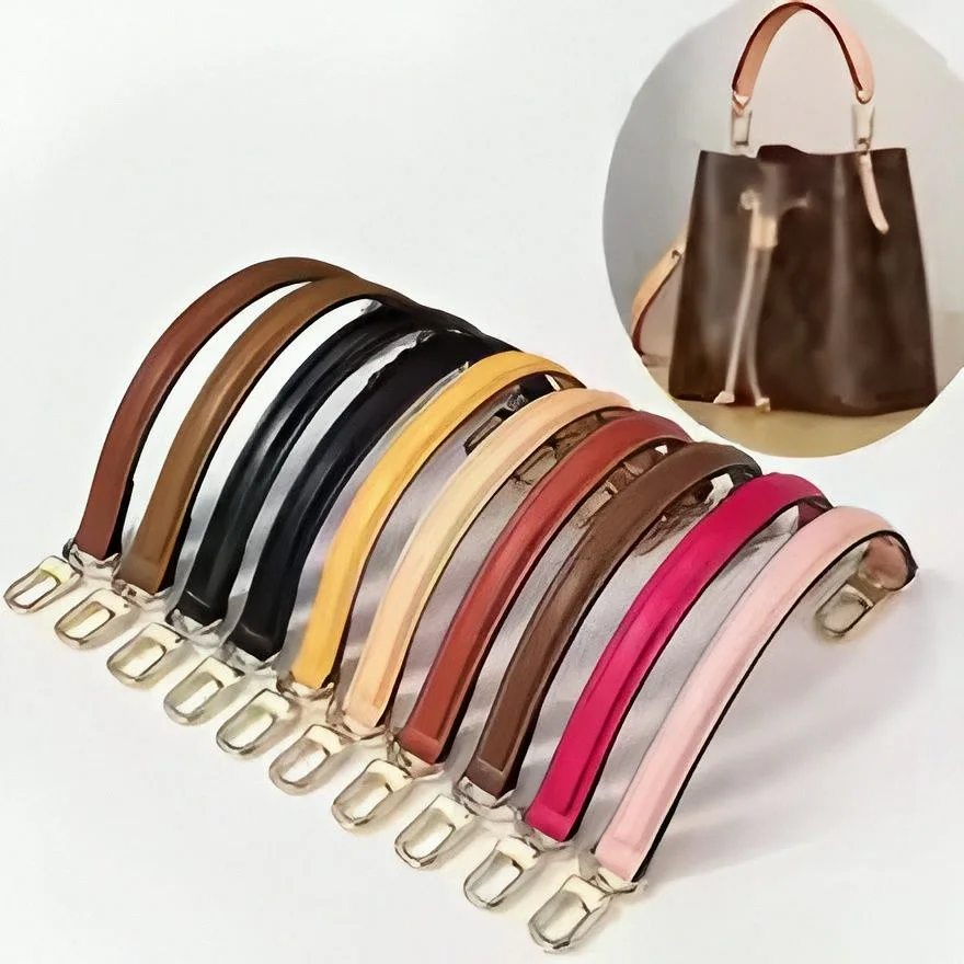 Multi Colors Leather Replacement Short Top Handle Strap With Metal Clasp For Women Bucket Tote Handbag Purse Decor Repair Parts