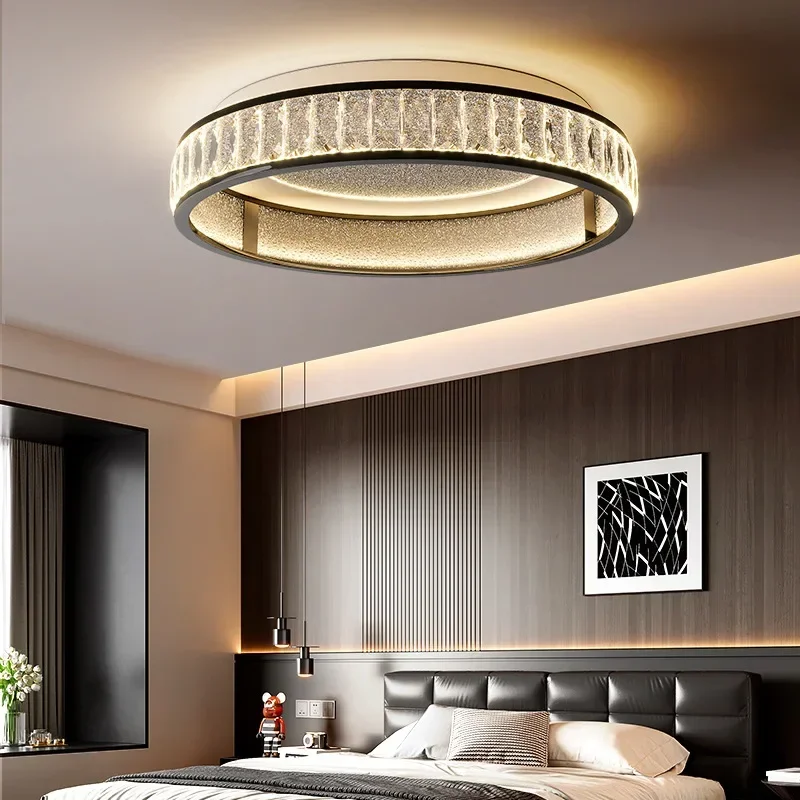 Italian light luxury crystal bedroom ceiling light high-end luxury villa hall master bedroom restaurant circle advanced light