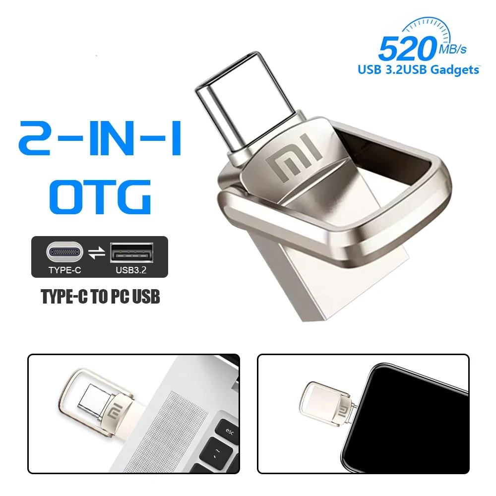 Xiaomi Mini 2TB Flash Drives USB 3.0 Fast Type C Pen Drive Memory Stick High Speed Data 512GB For Computers Phone PC Fast U Disk
