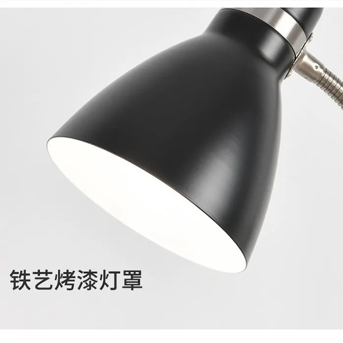 Nordic Simple Retro Metal LED Eye Protection Desk Lamp Learning Reading Office Lamp Dormitory Wrought Iron Bedroom Bedside Lamp