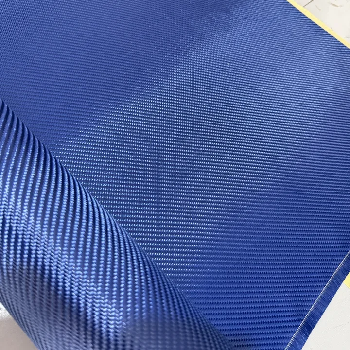 Blue Kevlar aramid fiber fabric 3K 1500D 230gsm 2x2 diagonal for tactical use