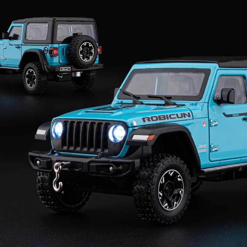 1:24 Wrangler Rubicon Odłączany Dach Model Samochodu Ze Stopu Metalu Odlewany Dźwięk i Światło Zabawki Samochodowe Dla Dzieci Pojazd