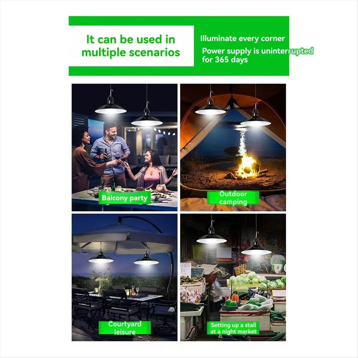 AA19 Outdoor Solar Pendant Light Outdoor Waterproof LED Lamp Double-Head Chandelier Decorations for Outdoor Shed Barn Room