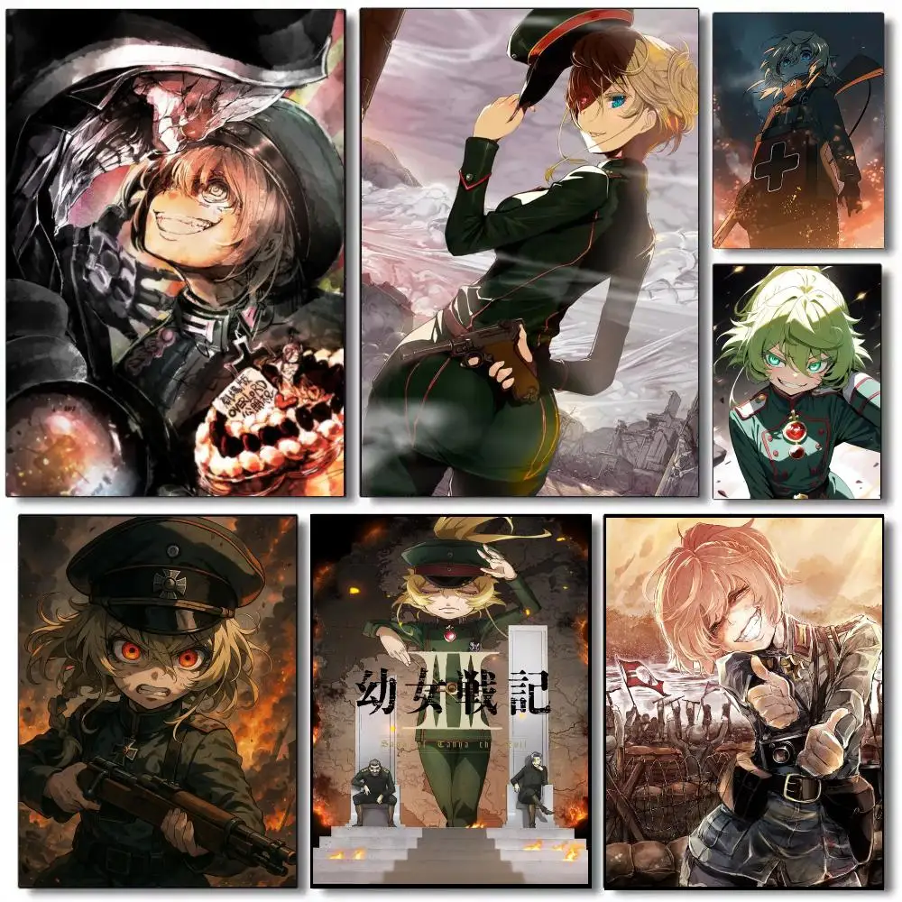 Saga of Tanya the Evil Anime Poster Self-adhesive Advanced Aesthetic Printing Paper Wall Art for Living Room Home Decor