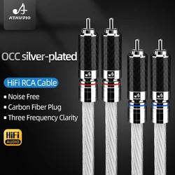 HiFi RCA Audio Cable 12 Strands  OCC Silver Plated Wire With Locking Carbon Fiber RCA Plug Cable HiFi 2RCA to 2RCA Cable