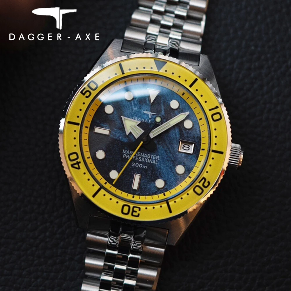 DAGGER-AXE 43mm Men Watch Vintage 50-Fathoms Automatic Mechanical Movement Dive Watches K9 Mineral Crystal 200M Watchproof watch