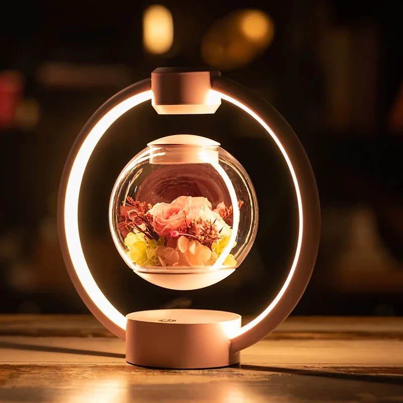 

Floating Roses Flower Levitating Preserved Flower Lamp Night Light Unique Gift for Mother’s Day for Bedroom Living Room Decor