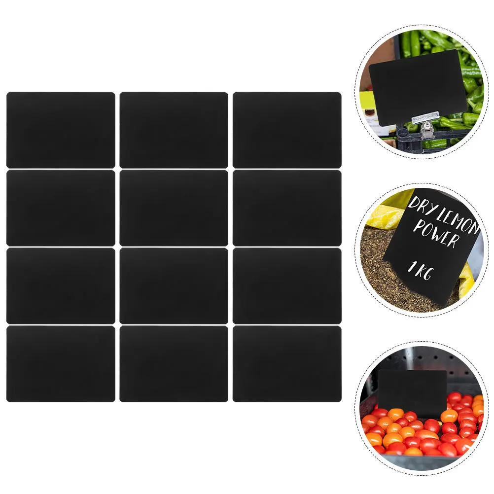 

12pcs Price Tag Black Erasable Board Supermarket Shelf Labels Sign Display Holder Mini Chalkboard ABS Promotional Signs Bulk