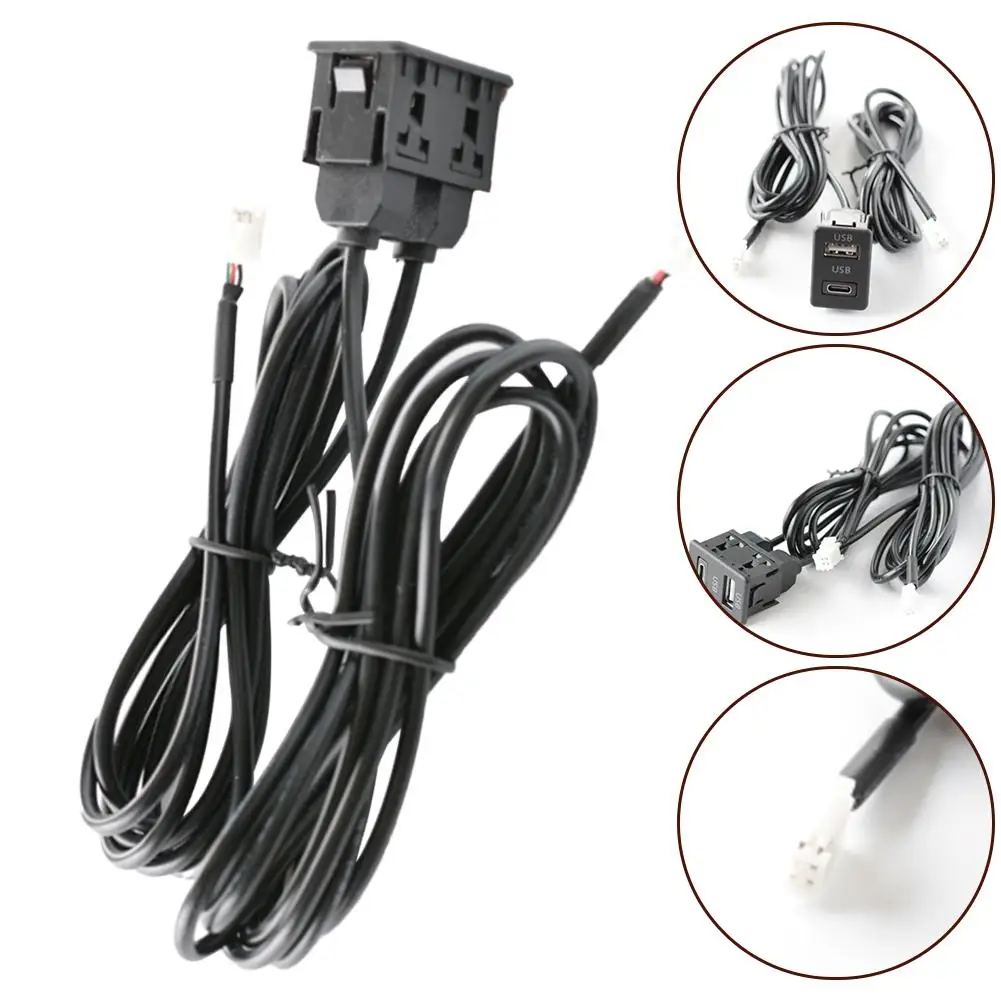 Car Dash Mount USB+TYPE-C Port Panel Interface Extension 145cm Cable Adapter Automotive Accessories