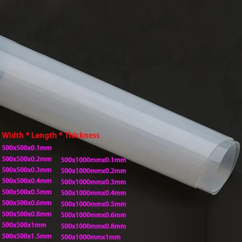 Transparent Silicone Thin Film 0.1/0.2/0.3/0.4/0.5/0.6~1/1.5mm High-quality Silicone Rubber Sheet Width 500mm Length 500/1000mm