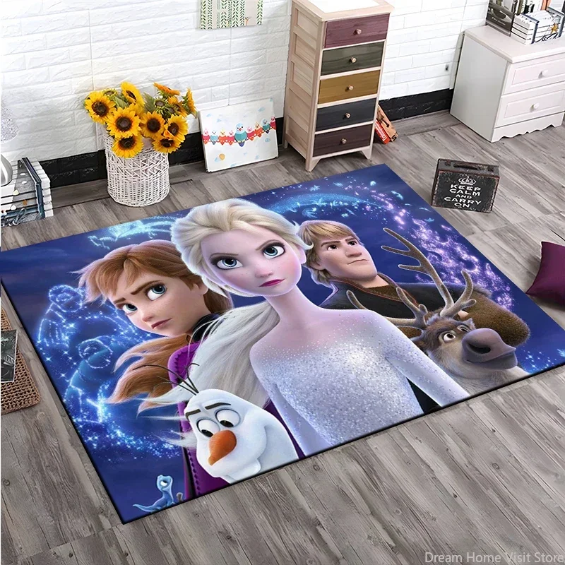 

Disney Frozen Elsa Princess Cartoon Large Area Rugs Carpet for Home Living Room Children's Bedroom Doormat Decoration Floor Mats