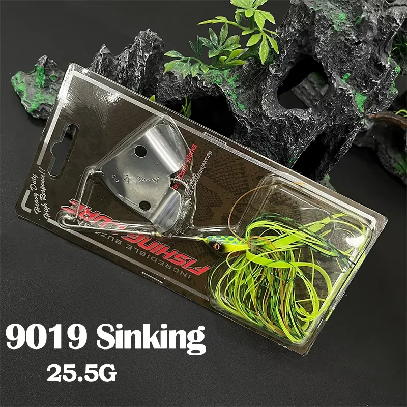 

New Style 25.5g Sinking Spinnerbait Bladed Swimbait Jig Head Silicone Skirt Carp Fishing Buzz Bait Metal Spoon Jigging Lure 9019