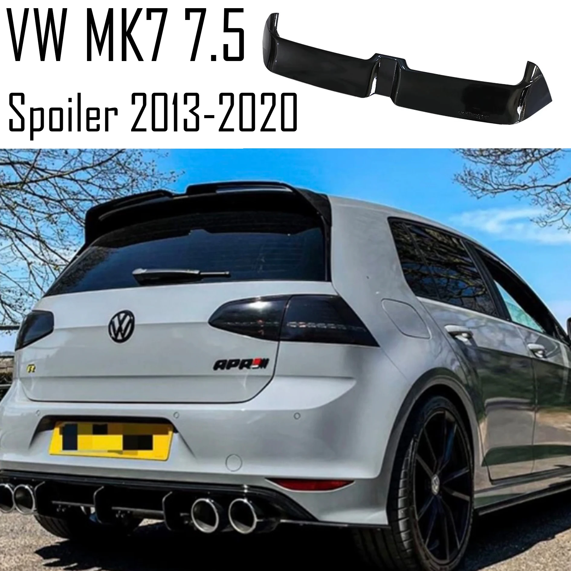 

For VW Volkswagen Golf MK7 7.5 2013-2020 ABS rear trunk roof spoiler sports carbon black modification GTI R GTD Rline