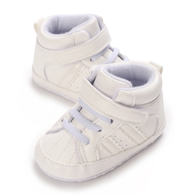 Erste Sportschuhe mit Streifenmuster aus PU-Material für Jungen und Mädchen, geeignet für Babys im Alter von 0 bis 18 Monaten, mit weicher Sohle, bequem und leicht. – Detail 7