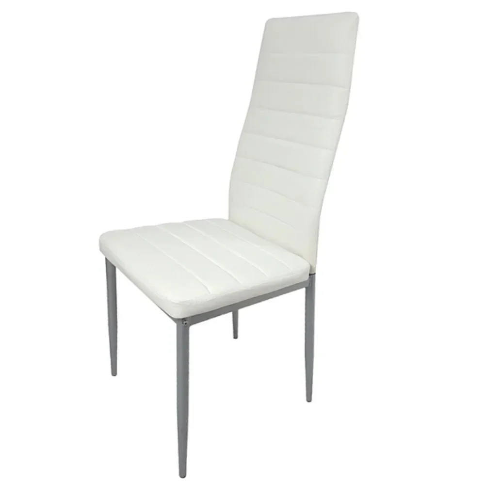 4pcs PU Leather Backrest Cushion Set for Dining Chairs Horizontal Sewing round Tube Design Available in White And Gray