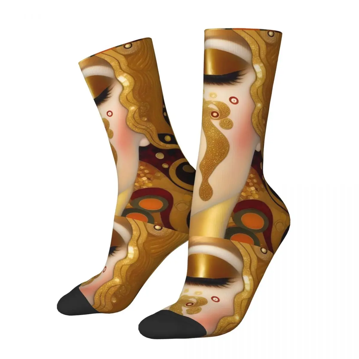 Tears Kiss Painting Golden Socks Female Van Gogh Gothic Stockings Autumn Non Slip Adults Men Socks Soft  Design Cycling Socks