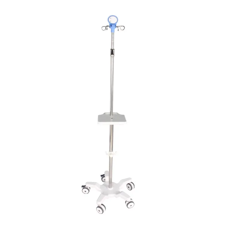 IV Pole Stainless Steel Adjustable Move IV Drip Mobile Stand Infusion Pump Holder Wheels Home Clinic Rack