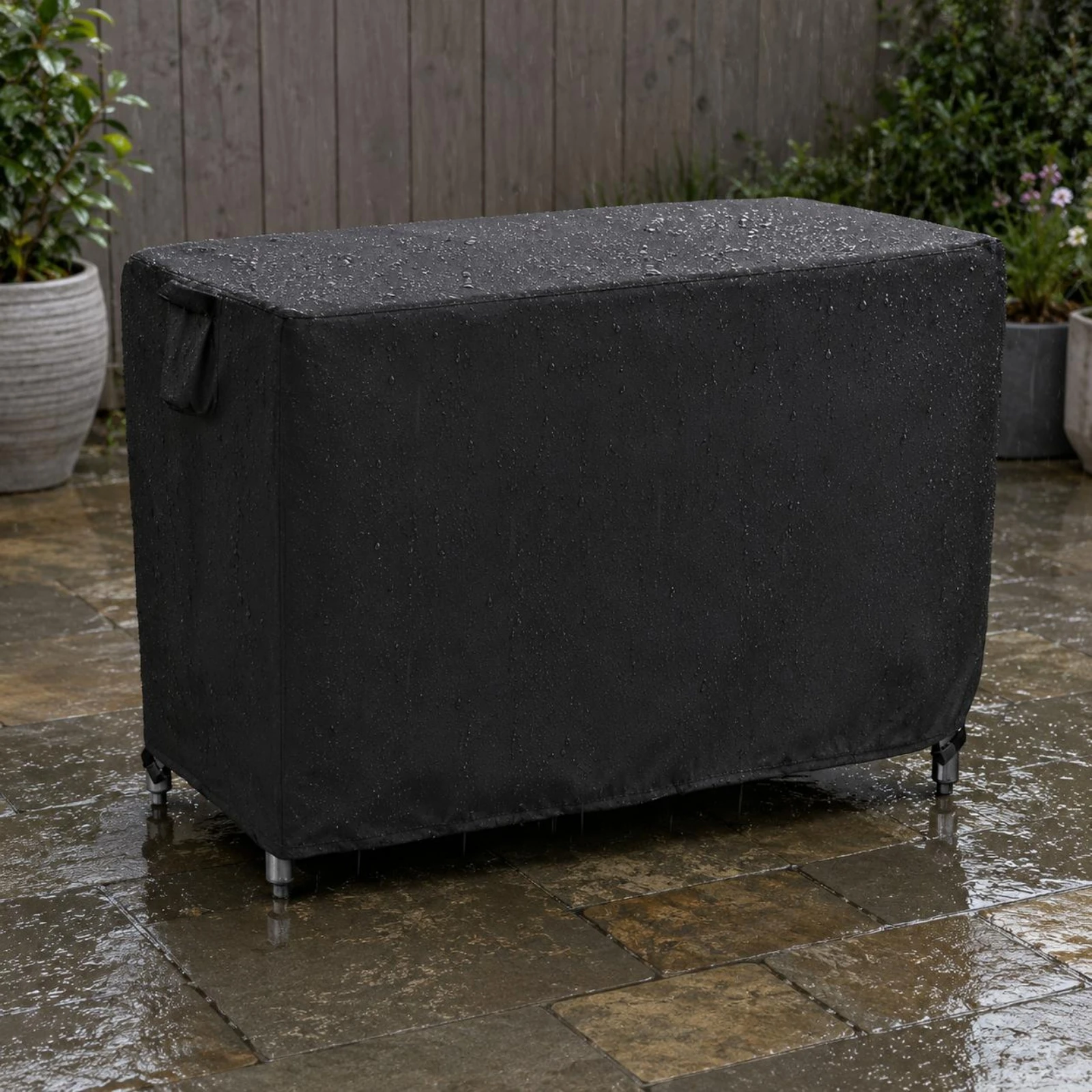 Wheeled Trolley Cover Silver-Coated Table Trolley Cover Safeguarding Cloth Draw Cord Weather-Resistant
