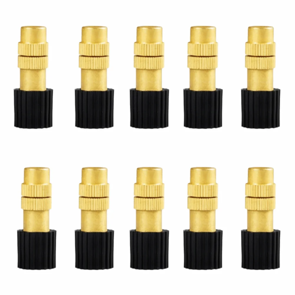 

10Pcs Adjustable Spray Misting Nozzles Brass Construction 4/7mm Hose Atomizer Nozzle Atomizing Design Garden Sprinklers