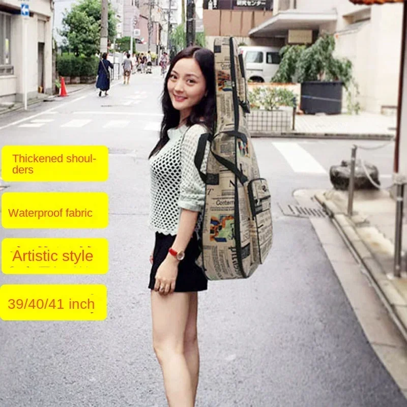 600d oxford à prova d'água 40 41 Polegada capa de guitarra estilo personalidade capa de guitarra alça de ombro mochila acústica folk show bag