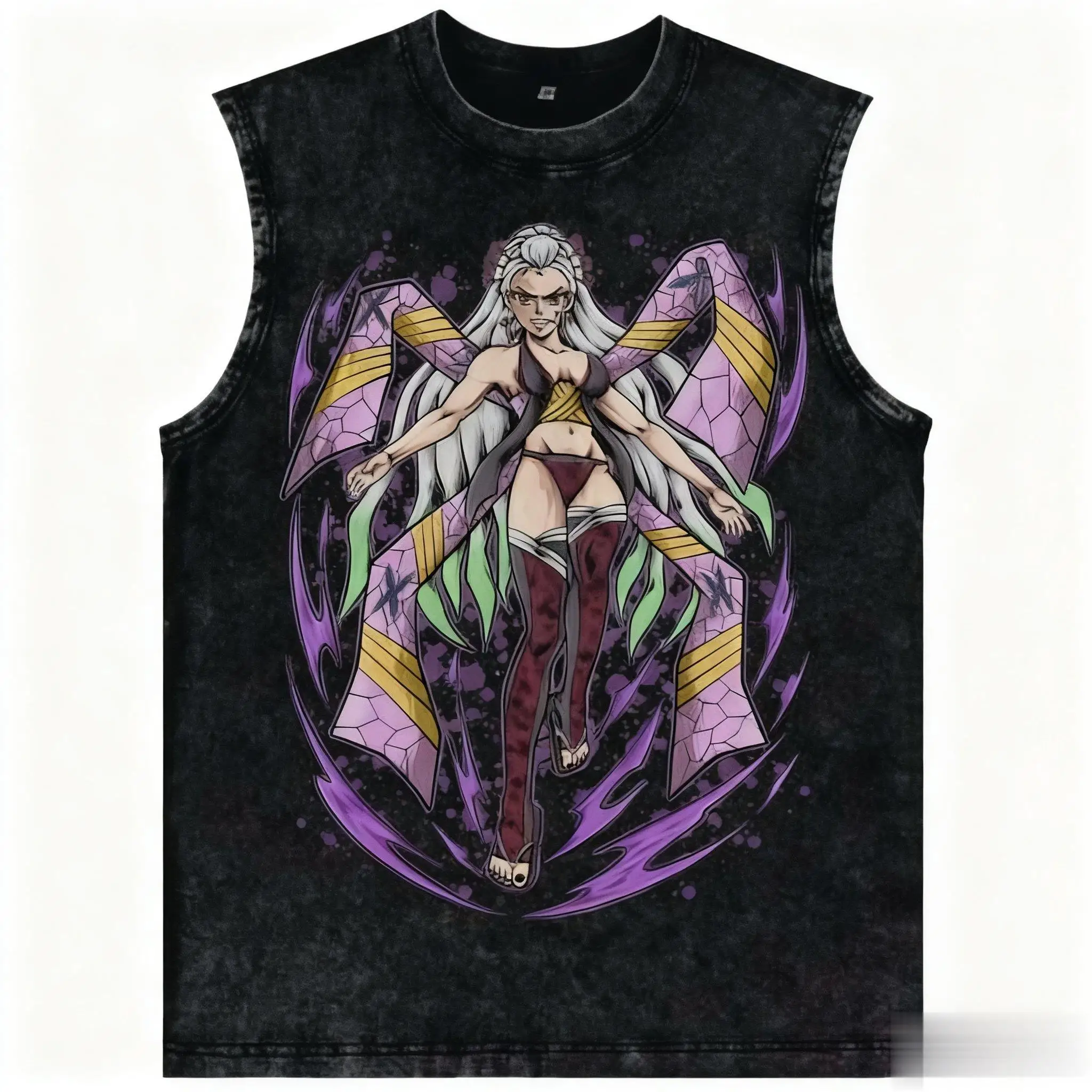Nieuwe Trendy Demon Slayer Mouwloos T-shirt Man Vrouwen Tank Top Vintage Wassen Anime Gedrukt Gym Vest Streetwear Harajuku Oversized