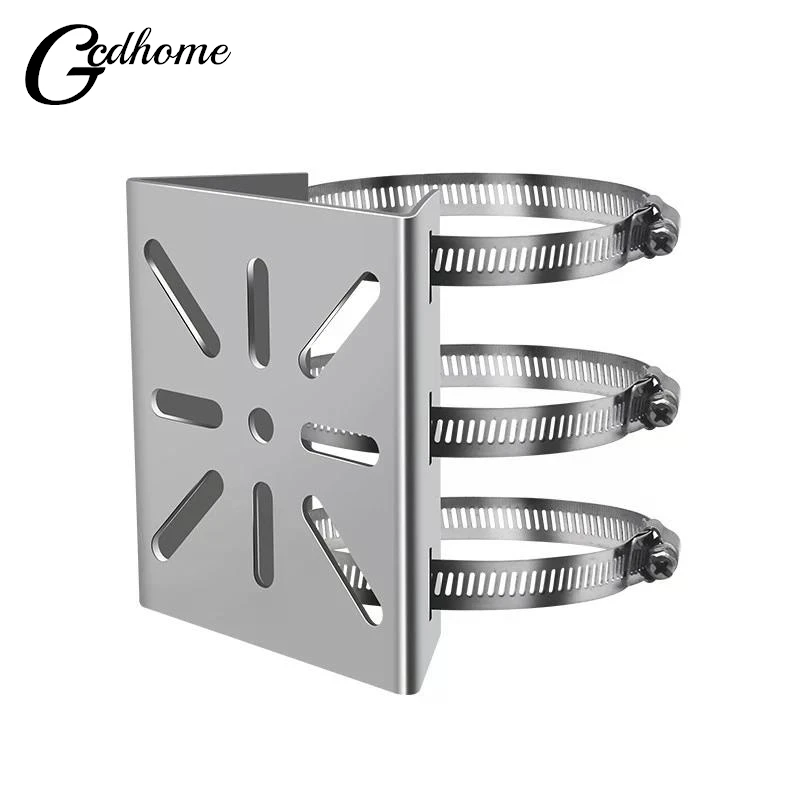 1 Set For Outdoor Pole Monitoring Bracket Univsesial Adapter Plate 100/200mm Long Hoop With Stainless Steel Camera Mount Panel