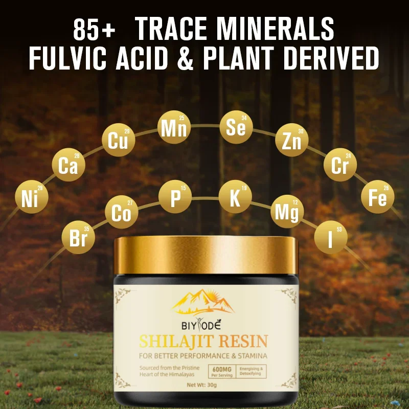 BIYODE 600MG Pure Himalayan Shilajit Resin 85+Trace Minerals & Fulvic Acid Care Lab Fulvic Acid Tested Immune System