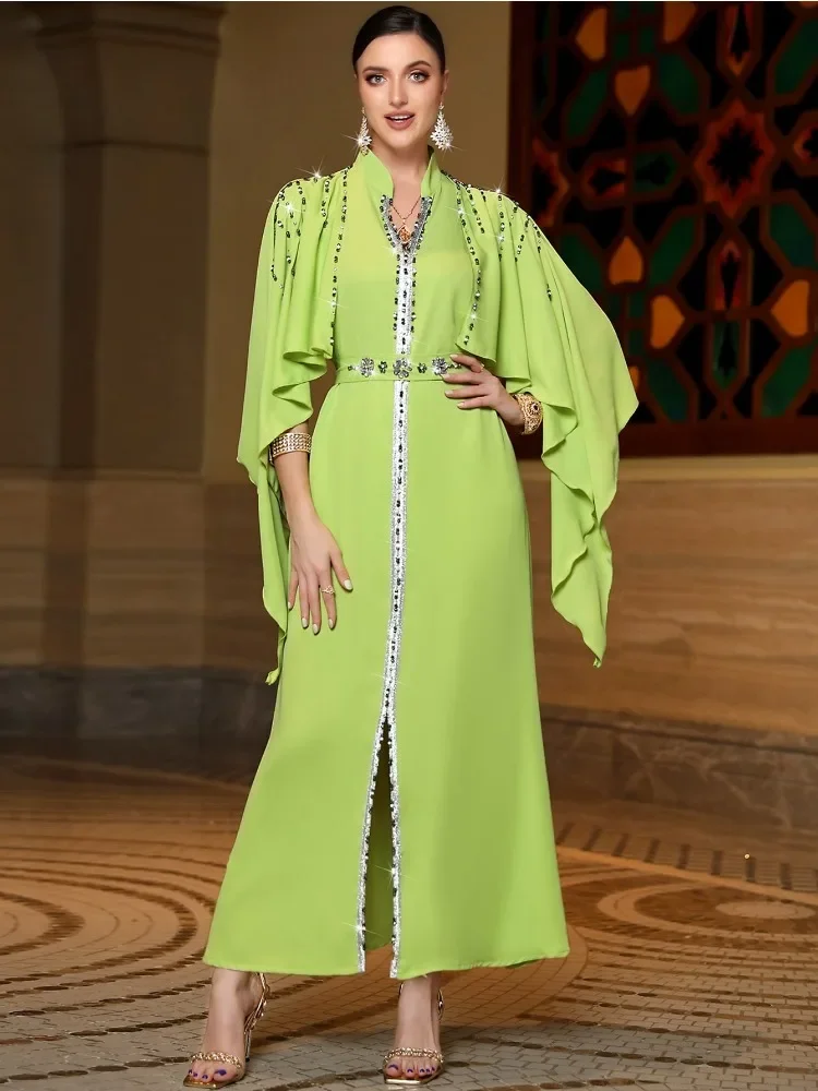 Eid Muslim Dress for Women Abaya Diamond Robe Dress Arab Women Ramadan Abayas Caftan Kaftan Elegant Vestidos 2023 Party Dresses