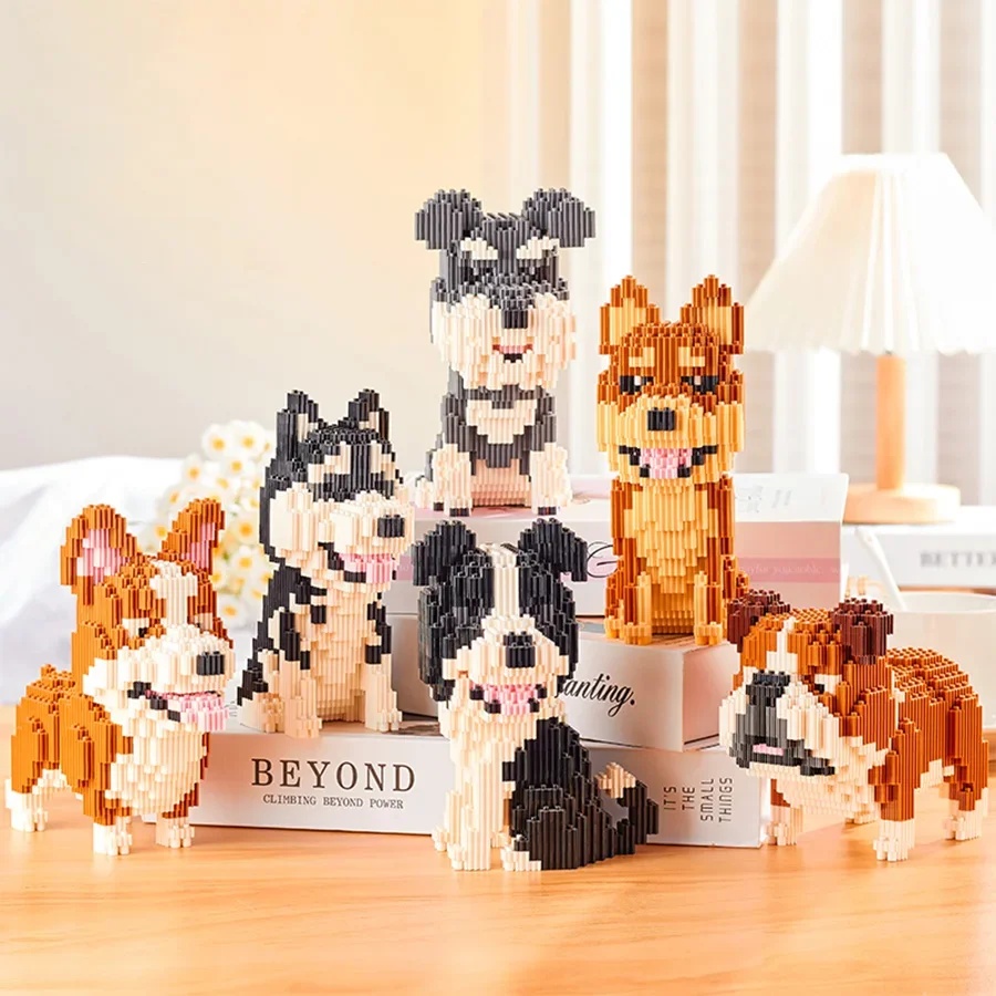 Schattige Puppy Bouwstenen Model Kit Hondenras Beeldje Set Creatieve DIY Puzzel Onderwijs Speelgoed Home Decor Cadeau voor Hondenliefhebbers