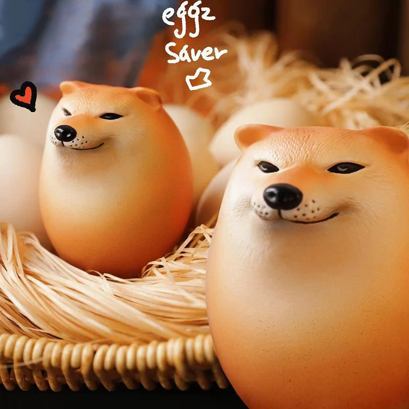 Creativo Shibako perro huevo Squishy Fidget juguete realista forma de huevo decoración de escritorio Shiba Inu perro y huevo Unión PU juguete sensorial de rebote lento