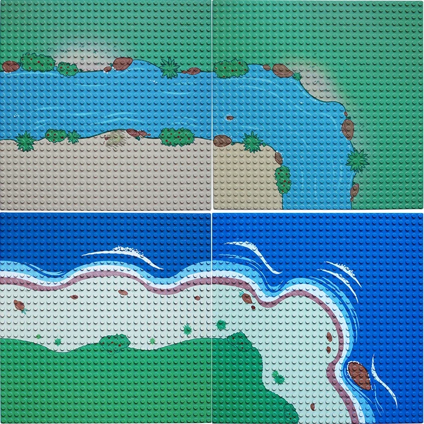 Construction Bricks City Baseplates DIY Sea Beach Islands River Grasslands Plates 32x32 Dots Small Particle Building Blocks Toys