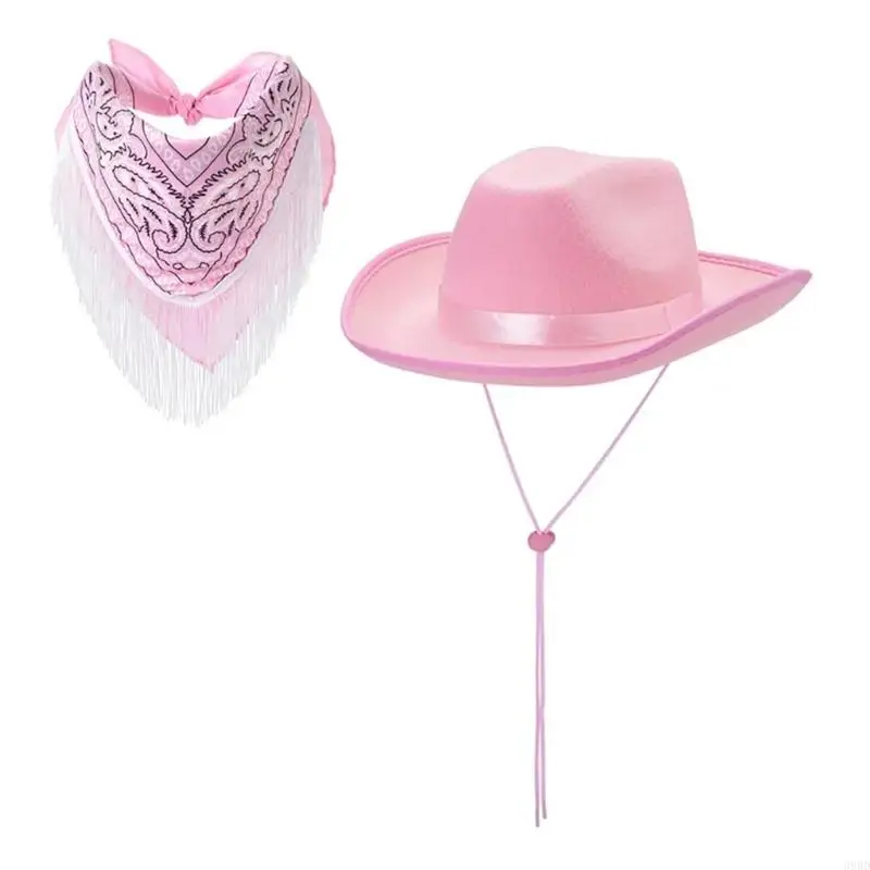 39BD Bandanas sombrero con flecos Set para mujeres Man Music Festival Dress Up Costume Bachelorettes Party 2 PCS