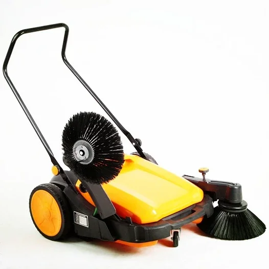 Manual sweeper for outdoor use with two side brushes, industrial sweeper for effortless cleaning of your outdoor areas