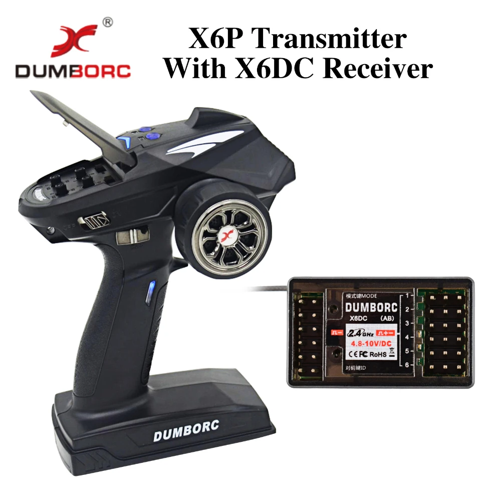 DUMBORC X6P 6CH 2.4G RC Radio Controller Zender met X6DC Ontvanger voor RC Auto Boot Tank Ondersteuning DIY - afbeelding 1