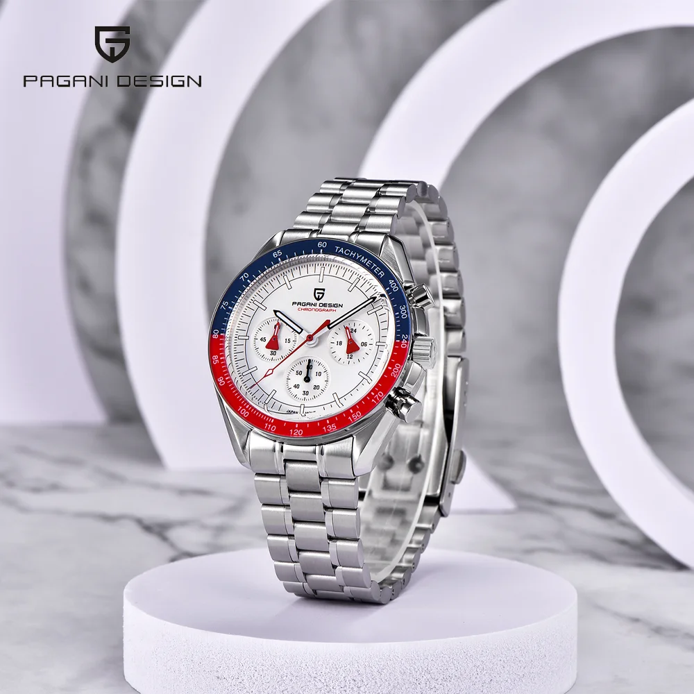 PAGANI DESIGN men's stylish stainless steel waterproof quartz watch, simple calendar men's dress watch, exclusive new release