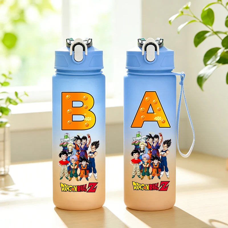 

750ml Dragon Ball Gradient Water Bottle Boy Anime Letter Print Leak Proof Water Cup Outdoor Sports Gym Jug Portable Reusable Cup