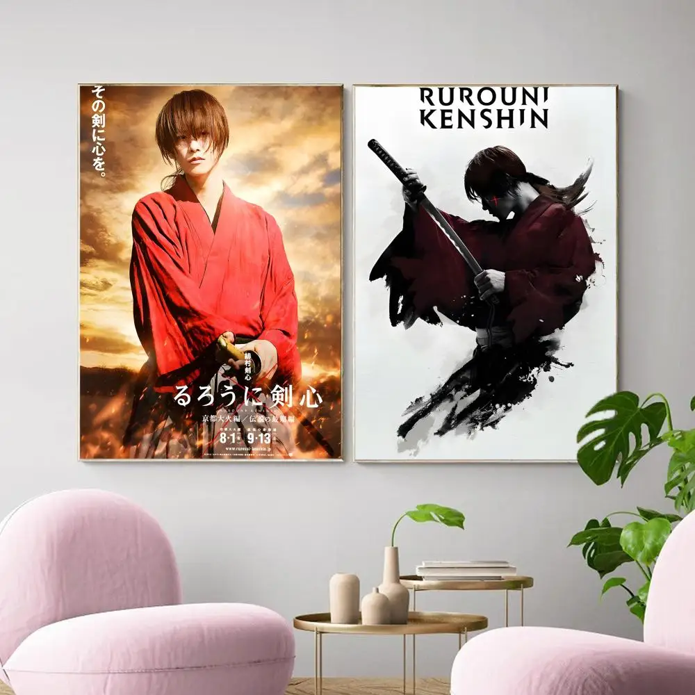Movie Rurouni Kenshin Painting Calligraphy Canvas Poster Wall Art Aesthetic Home Decoration for Living Room