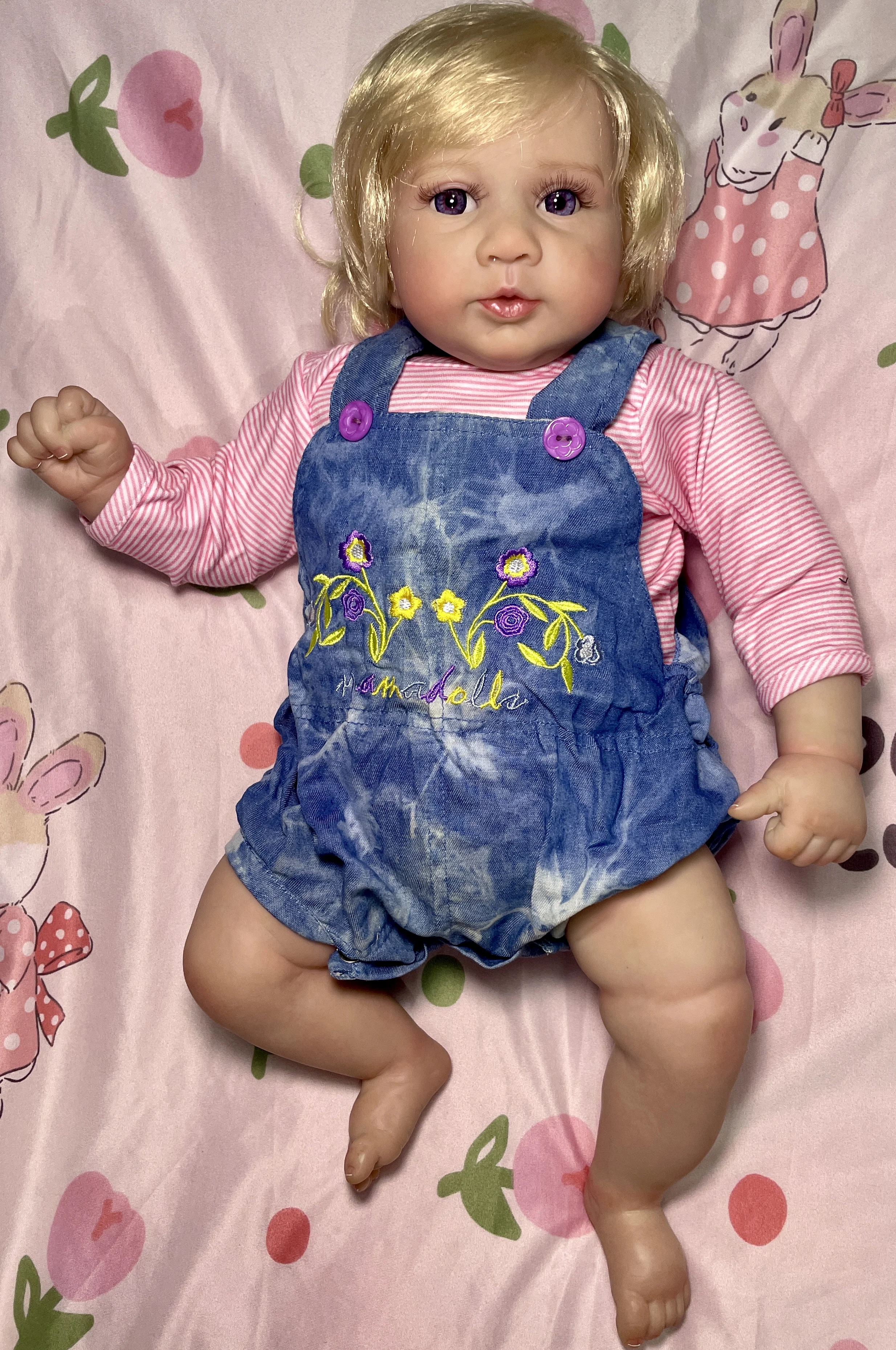 

53CM Piper Reborn Baby Doll Soft Vinyl Handmade Collectible with Realistic Facial Details Lifelike Acrylic Eyes Blond Hair