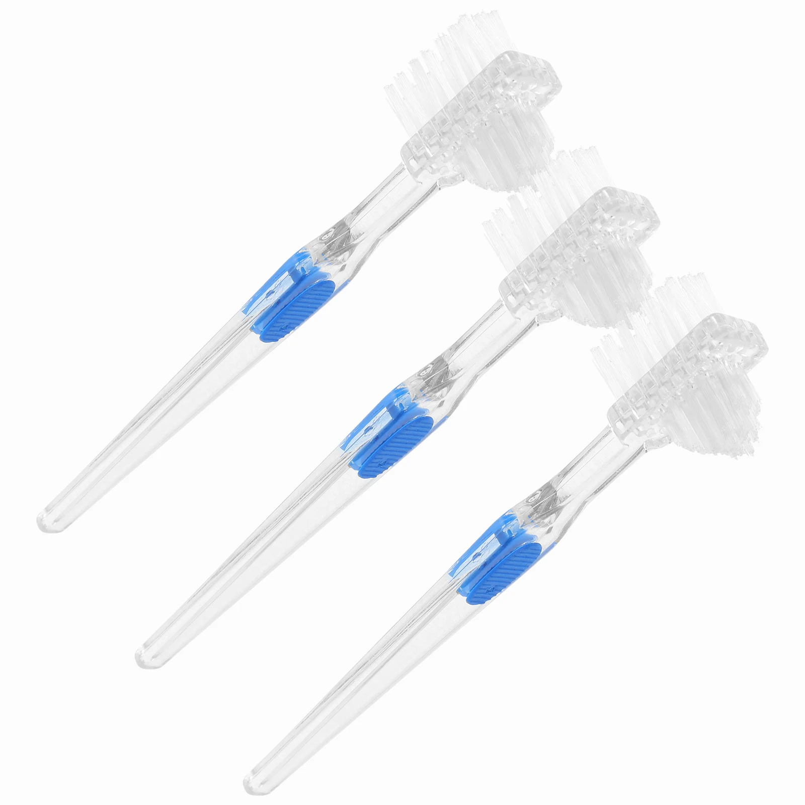 

3 Pcs Double Headed Toothbrush Foldable Denture Cleaning Brush False Teeth Cleaner Stain Removal Gentle Bristles Non Slip Handle