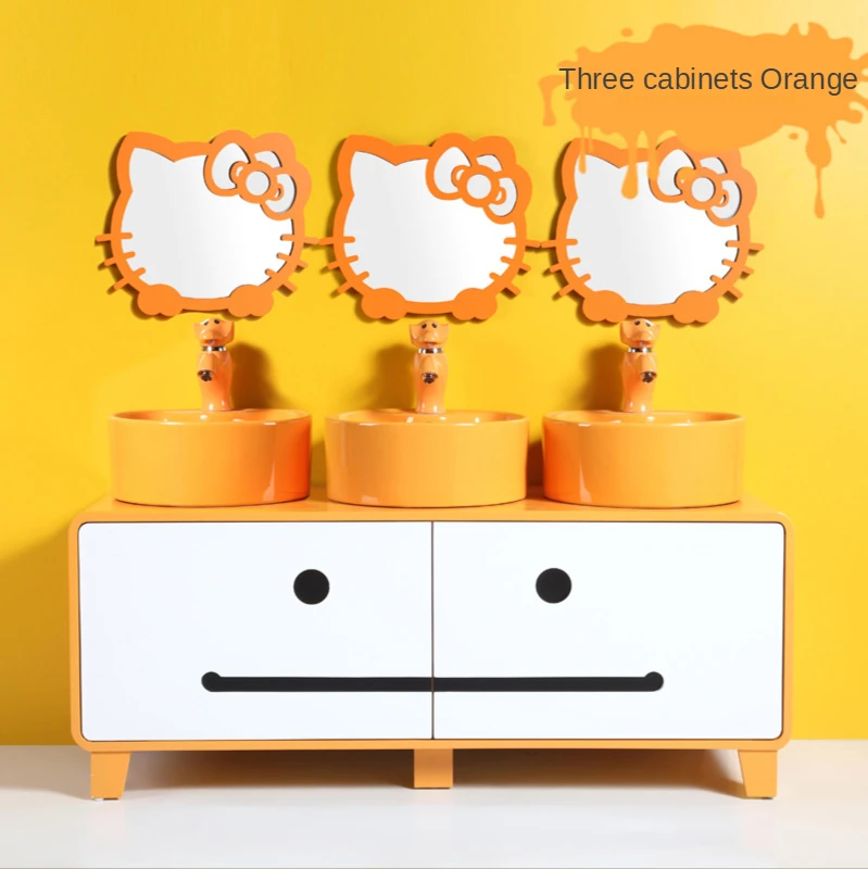 

Kindergarten Children's Cartoon Bathroom Cabinet Color Washstand Floor Bathroom Cabinet Wash Basin Multi-Cabinet Combination