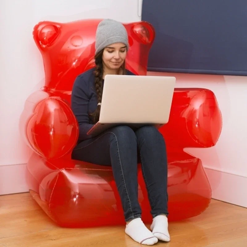 Nadmuchiwany fotel w kształcie misia Gummy Trwały PVC Blow Up Lazy Sofa Śpiwór do domu Podwórko Podróżowanie Składane krzesło kempingowe