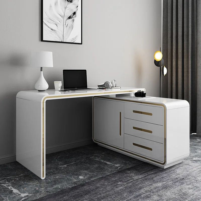 Light luxury desk bookcase integrated modern simple paint computer desk office writing desk