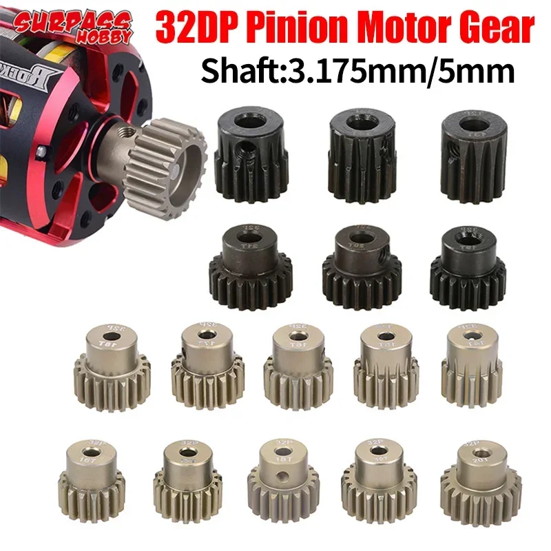 

Surpass Hobby 32P Metal Pinion Motor Gear M0.8 32DP 5mm/3.175mm Shaft for 1/8 1/10 1/12 1/14 RC Car Wltoys Traxxas Tamiya HSP