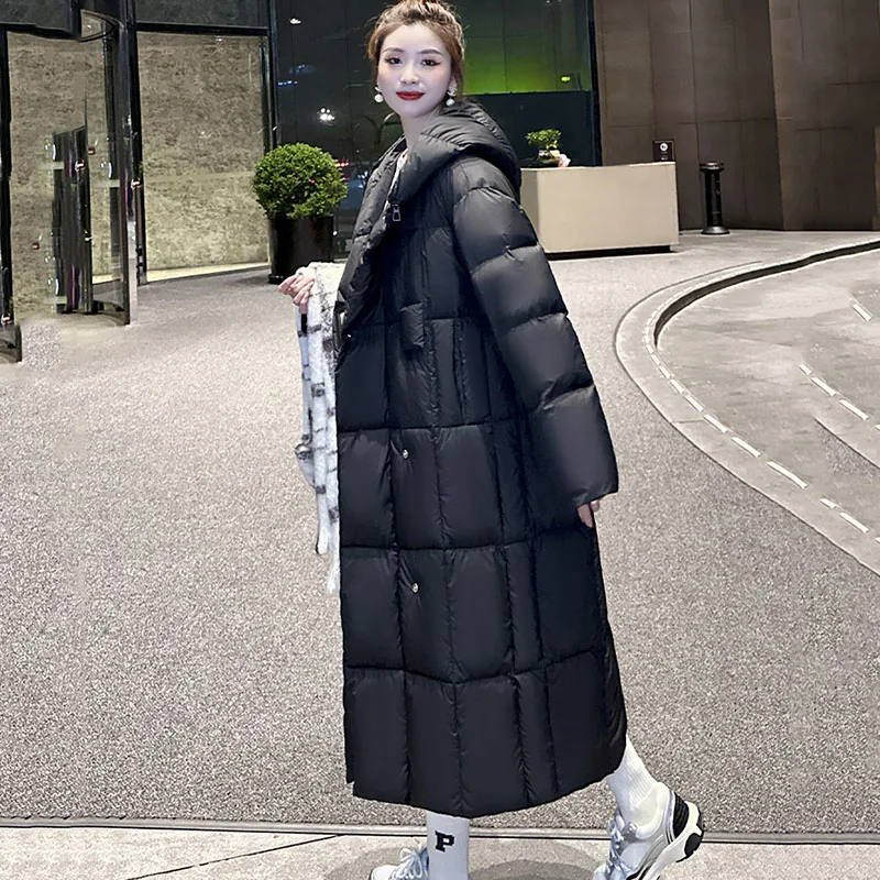 New High-end Womens 90% White Duck Down Coat Winter Cold Warm Down Jacket Large Quilt Quality Female Hooded Snow Parker Overcoat