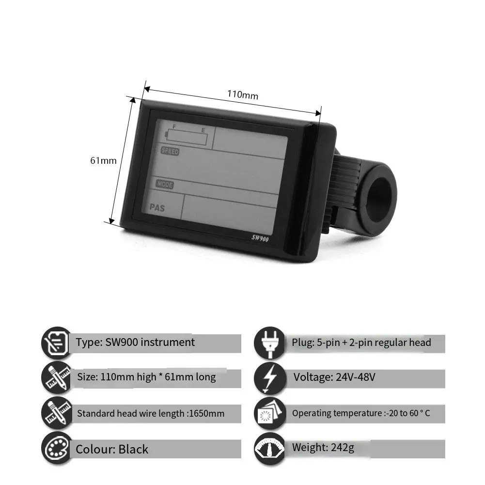 

Контроллер электрического велосипеда 20 А с приборной панелью дисплея SW900 для систем 24 В/36 В/48 В с поддержкой двигателей 350–500 Вт и разъемом SM
