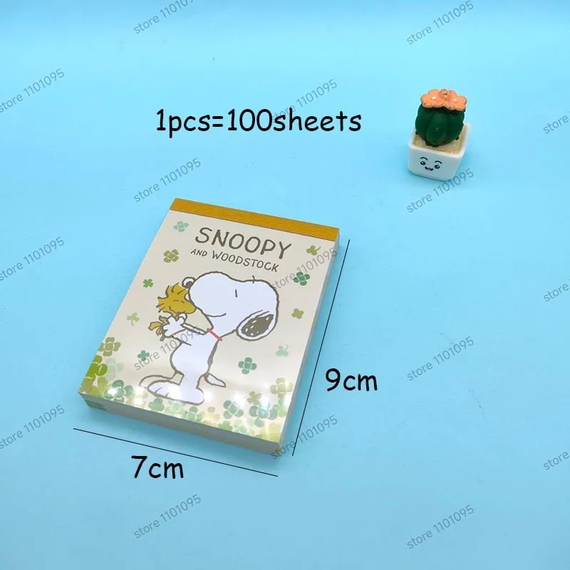 100 Sheets Disney Snoopy Memo Pad Sticky Notes Kawaii Stationery Notepad Label Post Office School Supplies Kids Gift