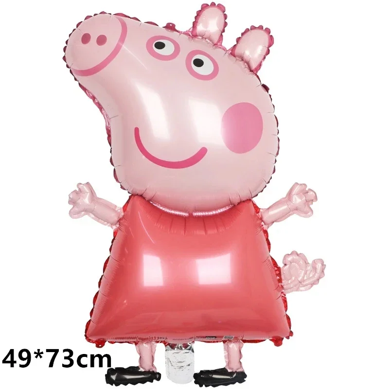 Peppaed Pig Balloons Hapoy Birthday Banner Party Supplies Cartoon George Page Paper Plates Disposable Tableware Decor Background